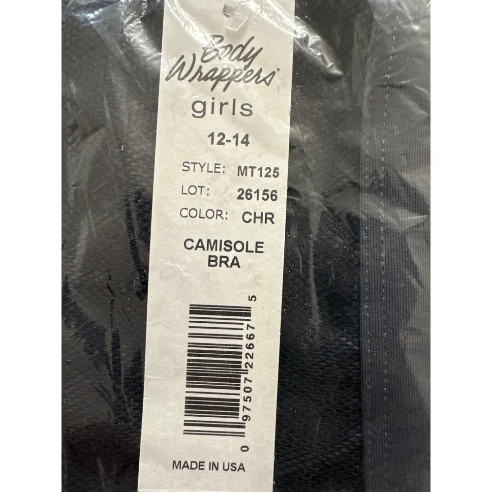 Body Wrappers Girls Camisole Bra black Charcoal Mesh High Neck Multi-Strap 12-14